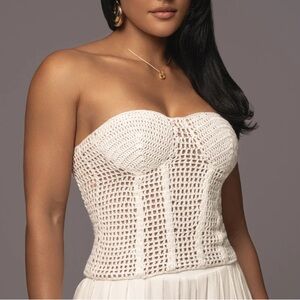 Jluxlabel White Crochet Bustier top
